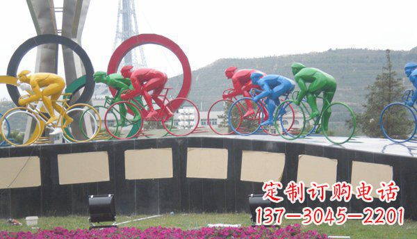 大同品味传统,扬帆未来——不锈钢骑自行车雕塑