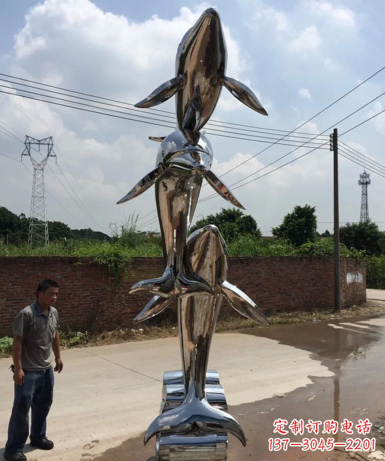 大同不锈钢跳跃海豚雕塑