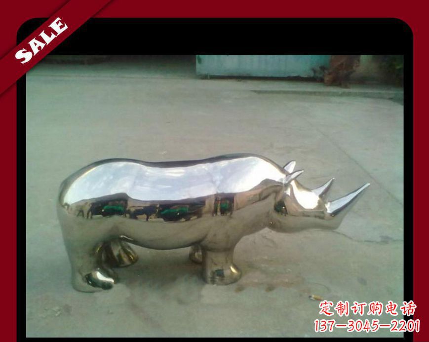 大同犀牛不锈钢雕塑给公园更多抢眼的艺术景观