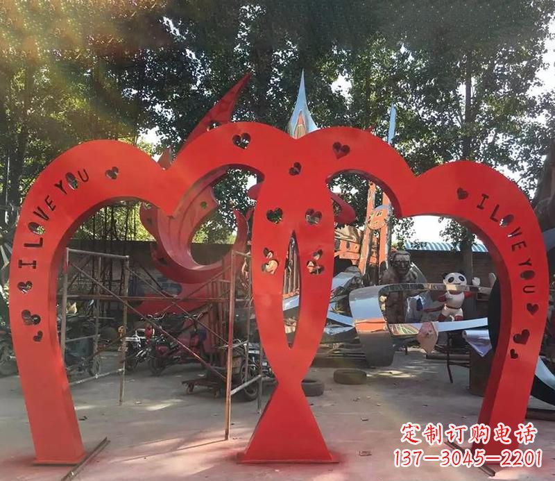 大同中领雕塑新款不锈钢心形拱门雕塑