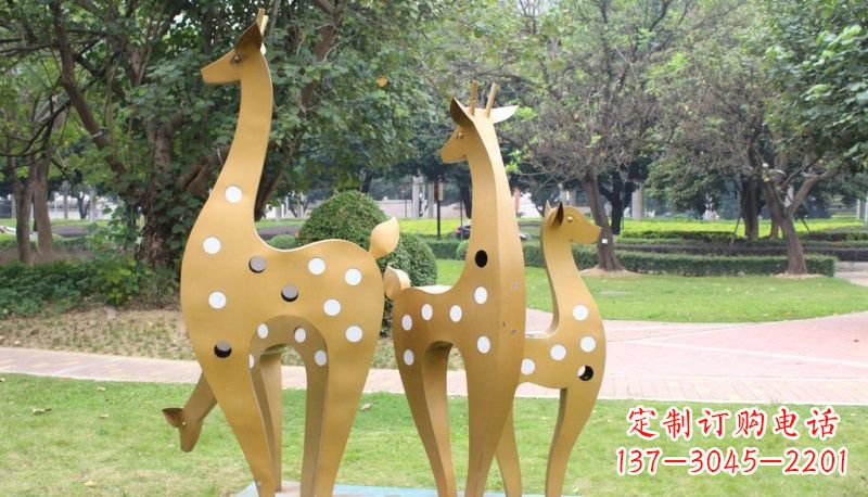 大同彩色不锈钢梅花鹿雕塑