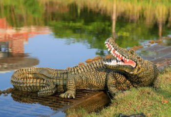 大同金钱鳄鱼雕塑改善湿地公园水景的绝佳装饰