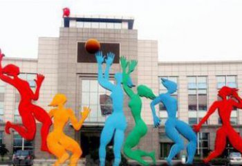 大同激情运动的写照不锈钢女孩打篮球雕塑