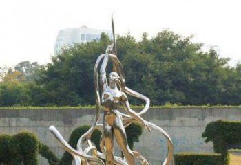 大同跳丝带魅力少女铜雕
