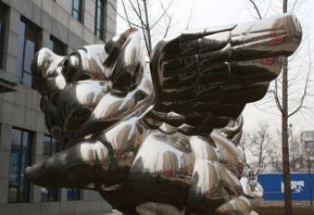 大同精美不锈钢大翅膀猪景观雕塑