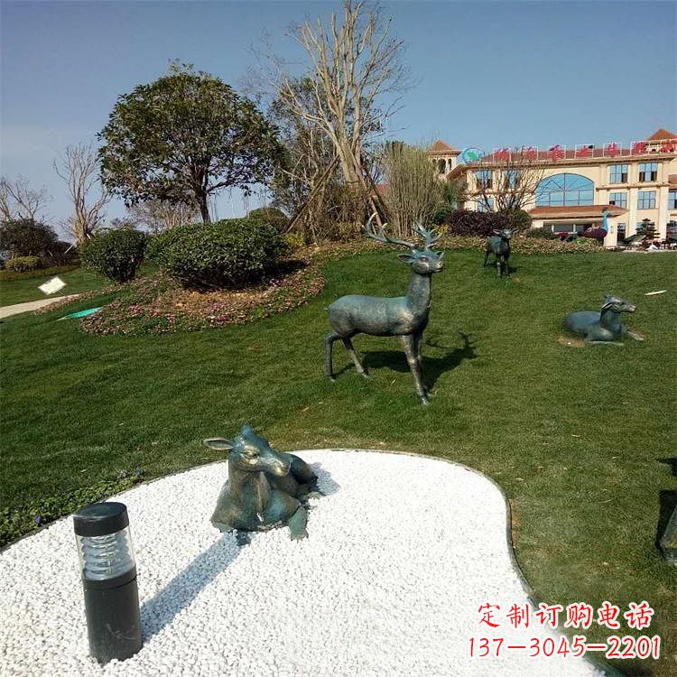 大同公园草坪动物雕塑摆件铜雕鹿