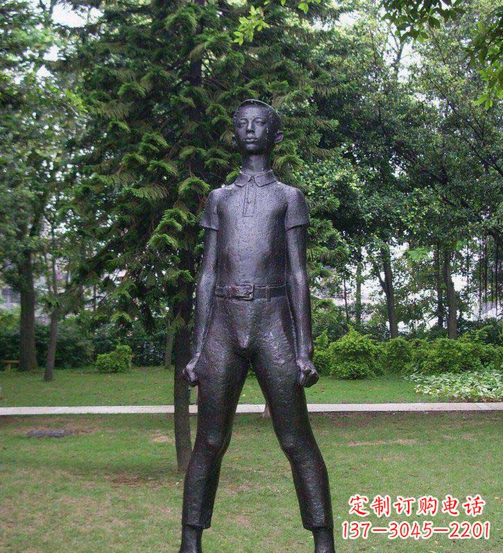 大同夕阳下的感动——铜雕男孩人物雕塑