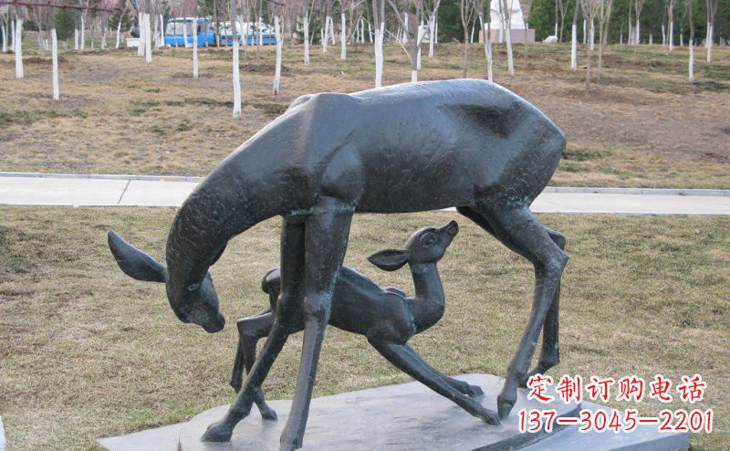大同母子鹿铜雕艺术塑像