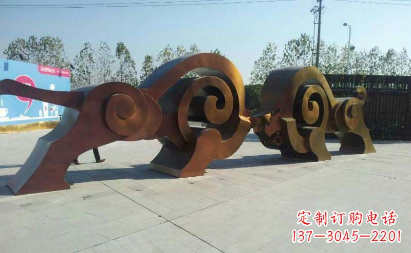 大同公园抽象牛动物铜雕