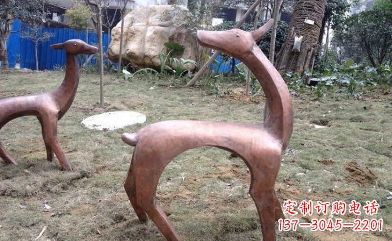 大同公园抽象小鹿动物铜雕