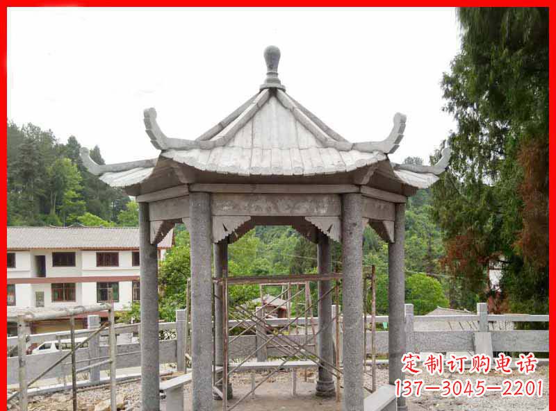 大同精美大理石六角石凉亭雕塑