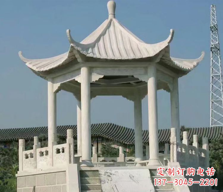 大同极具视觉冲击力的大理石六角石凉亭雕塑