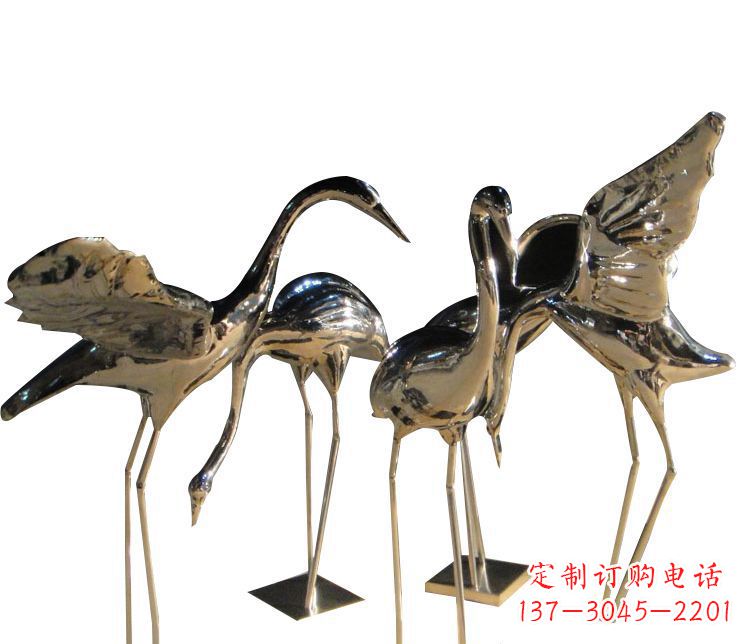 大同三角中国领雕塑不锈钢仙鹤雕塑