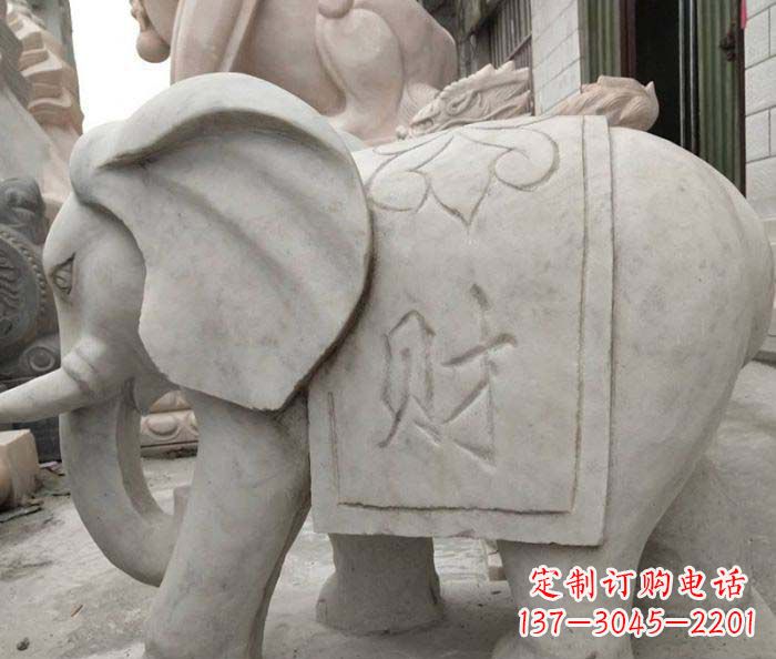 大同公园动物大理石大象石雕 (2)