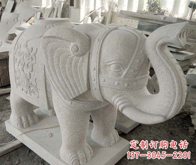 大同公园动物大理石大象石雕 (3)