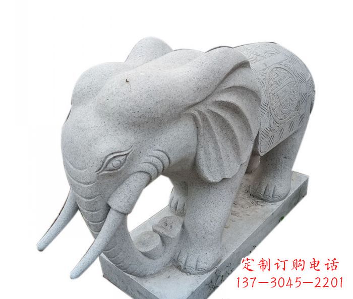 大同公园动物大理石大象石雕摆件