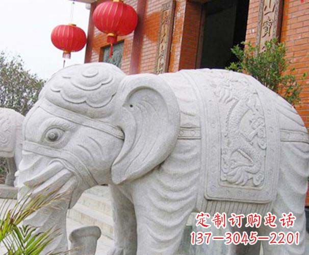 大同公园动物大理石大象石雕