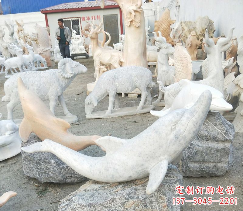 大同公园动物海豚石雕