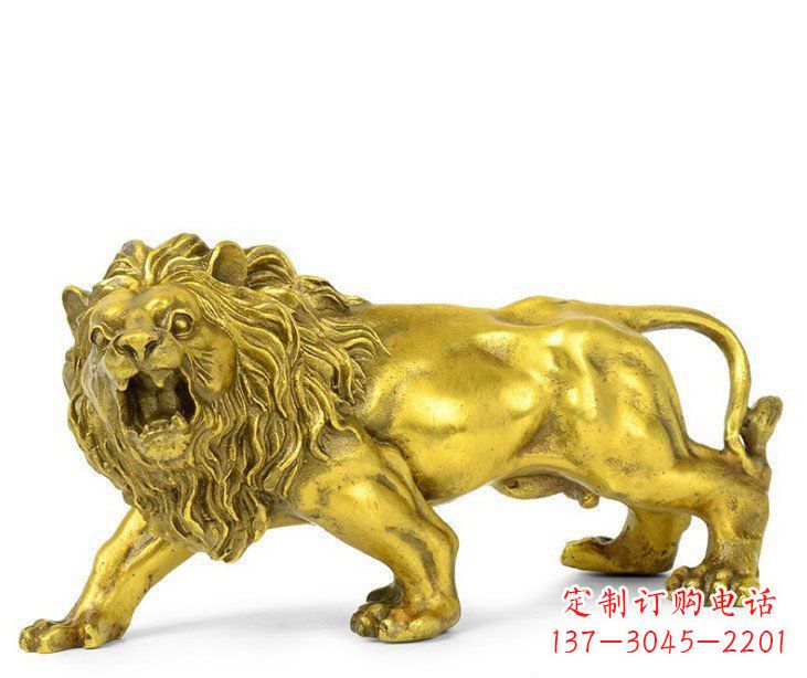 大同黄铜鎏金狮子雕塑——象征力量的艺术精品
