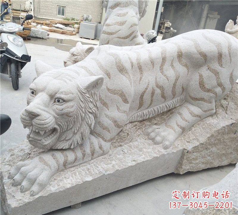 大同中领雕塑精美大型老虎石雕,精雕细琢展现雄壮气势