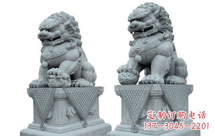 大同雕刻精美的狮子石雕