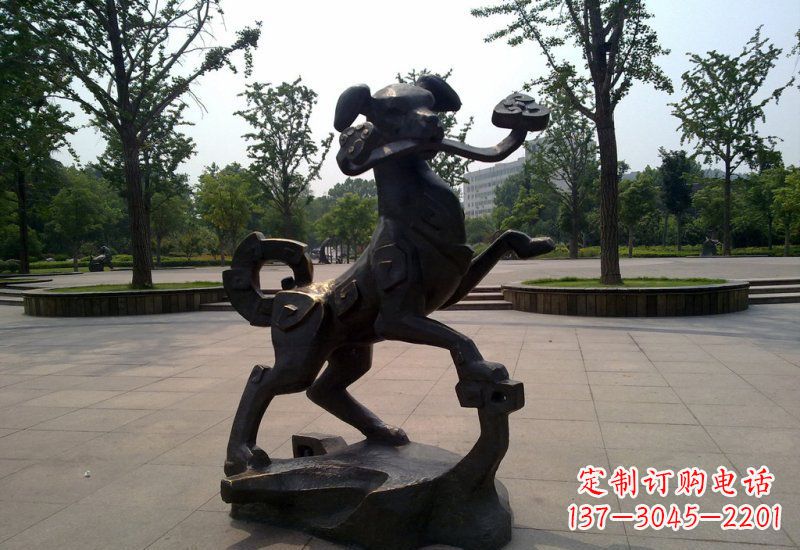 大同公园动物如意小狗铜雕