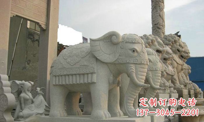 大同公园动物招财大象石雕 (2)