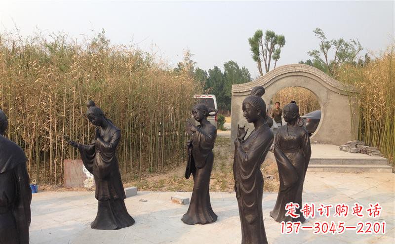 大同公园古代女人人物铜雕