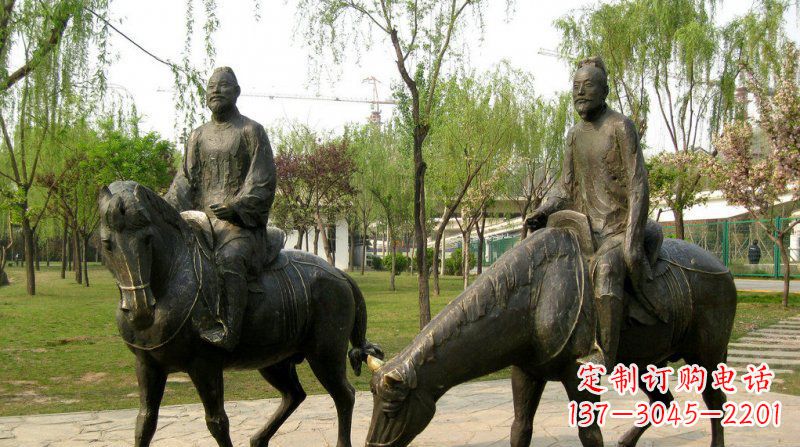 大同公园古人骑马人物铜雕