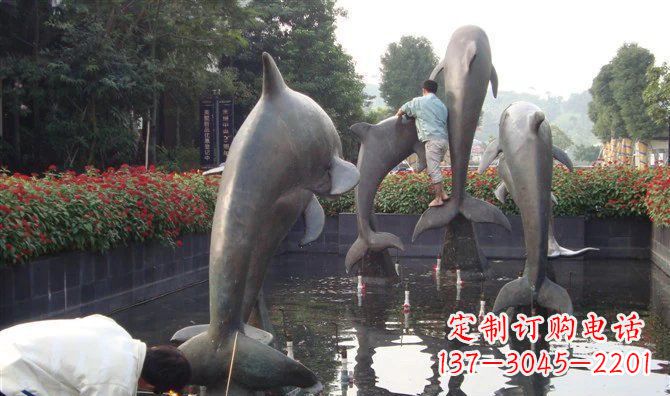 大同公园海豚动物铜雕