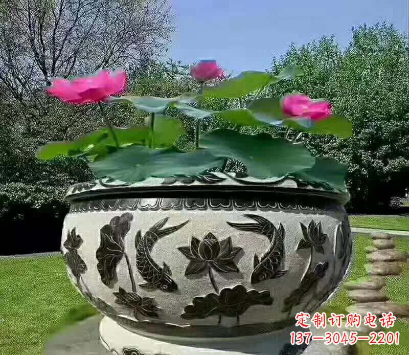 大同唯美鲤鱼水缸雕塑