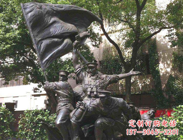 大同中领雕塑纪念红军战斗的铜雕塑