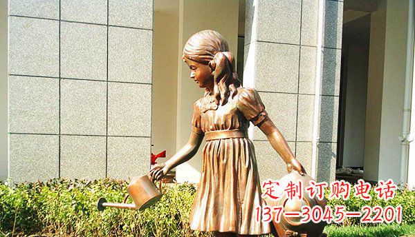 大同可爱的公园小女孩铜雕