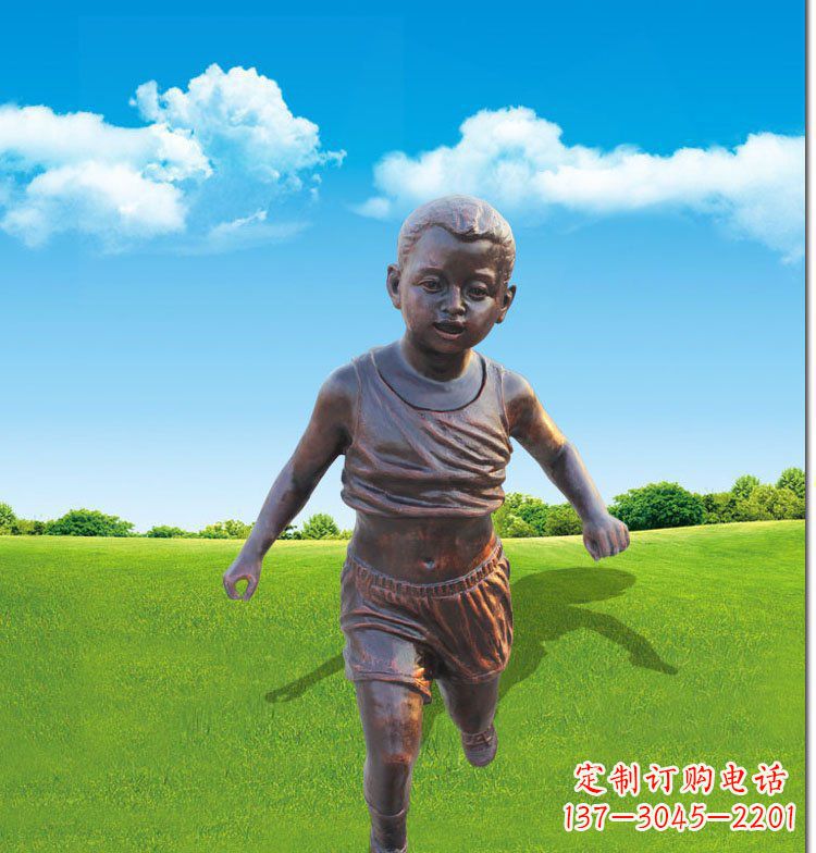 大同优雅玻璃钢仿铜儿童雕塑