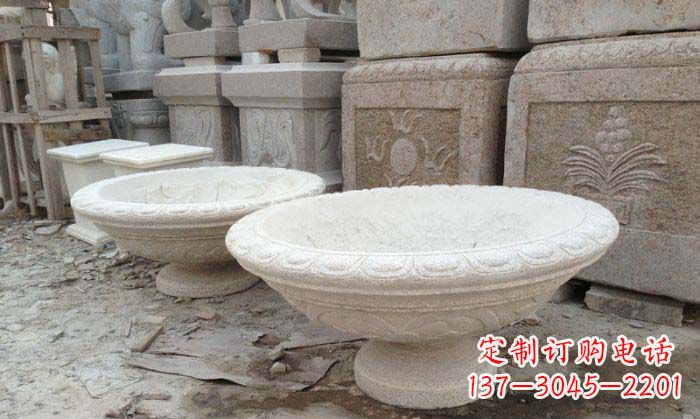 大同细腻雅致的大理石花盆石雕