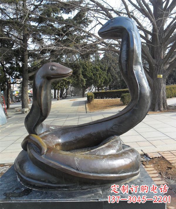 大同公园景观动物蛇铜雕