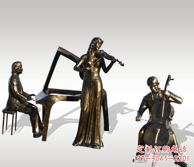 大同公园景观钢琴拉小提琴人物铜雕