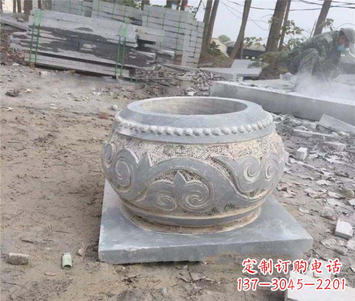 大同古典风格的仿古石水缸雕塑