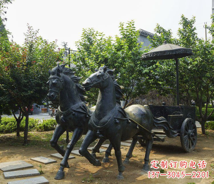大同公园景观古代马车铜雕