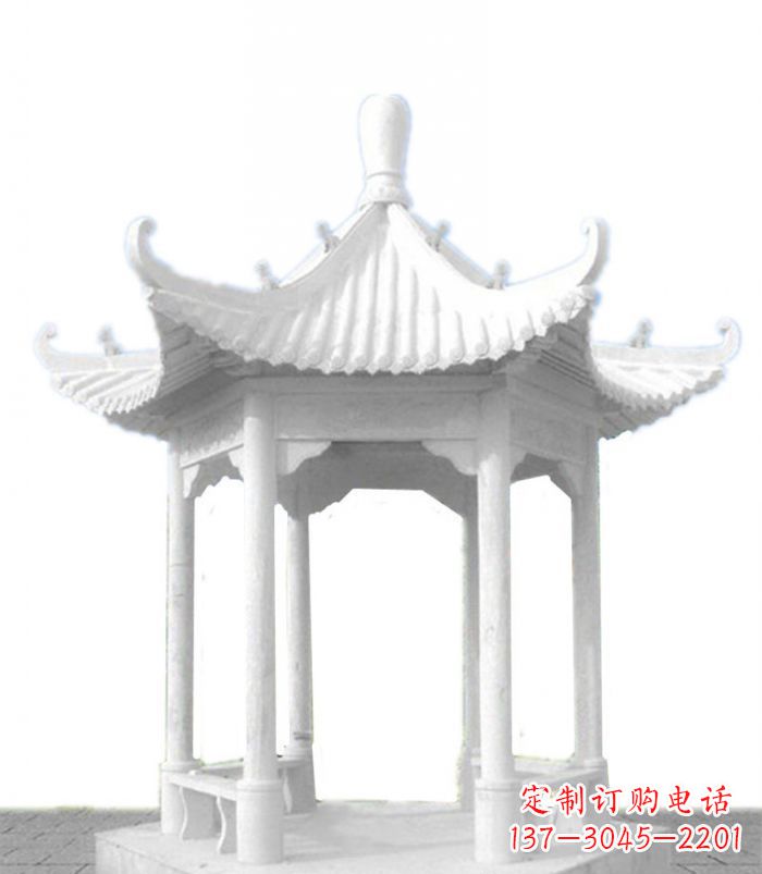 大同公园景观汉白玉石雕凉亭 (2)