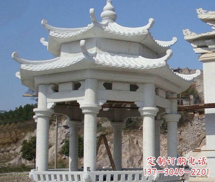 大同公园景观汉白玉石雕凉亭