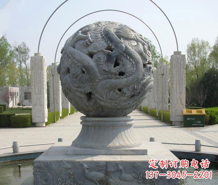 大同公园景观镂空龙浮雕喷泉石雕