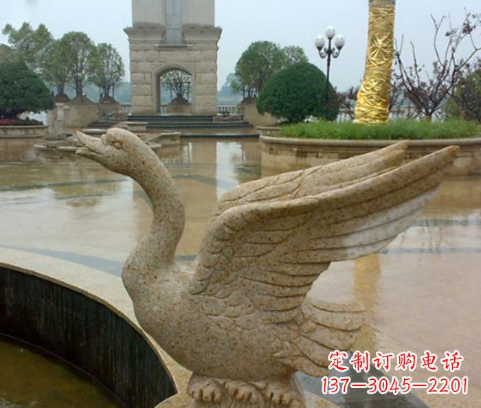 大同公园景观砂岩天鹅喷泉石雕