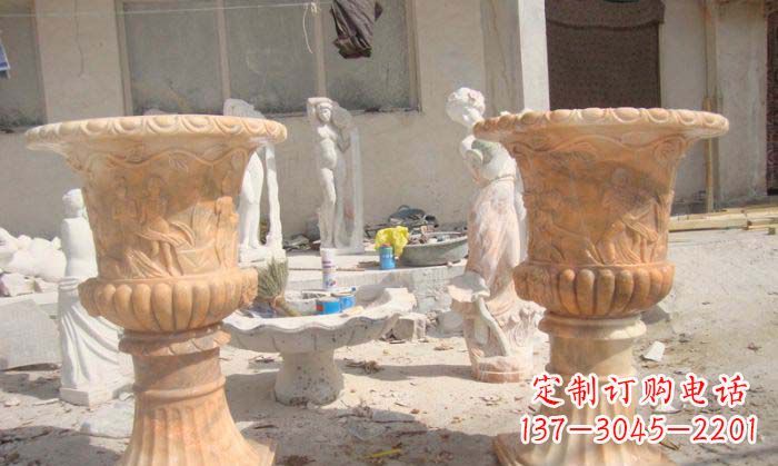 大同红花盆石雕艺术雕塑