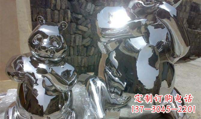 大同真实不锈钢熊猫大型雕塑