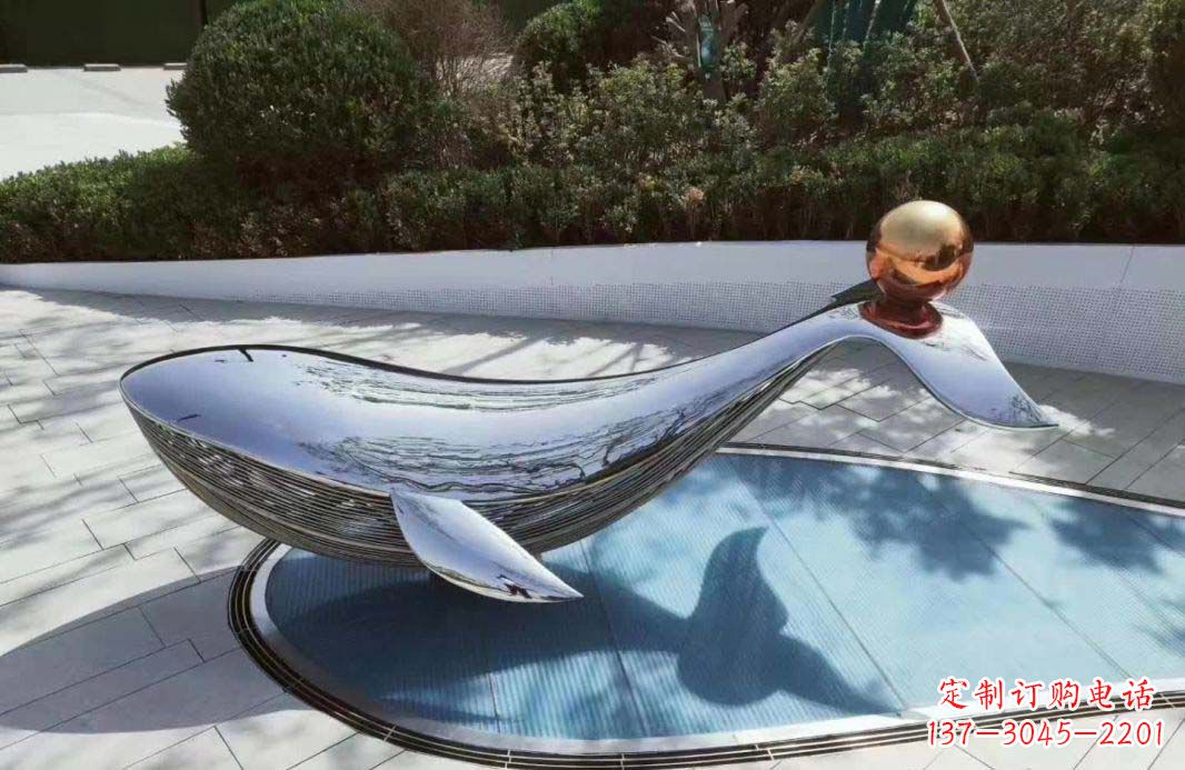 大同公园镜面不锈钢海豚雕塑