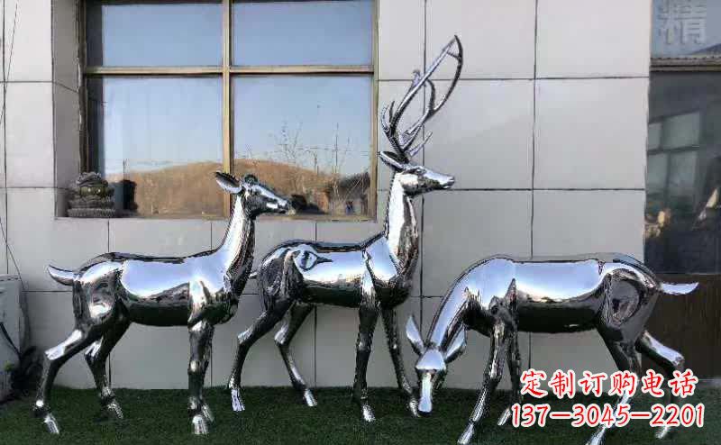 大同华丽风格镜面不锈钢动物鹿雕塑