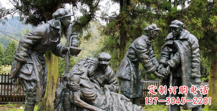 大同公园救人的红军小品铜雕