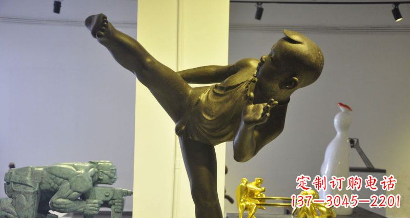 大同公园练功夫的小男孩人物铜雕