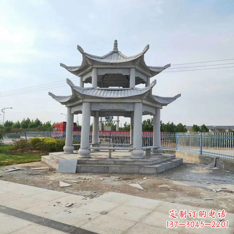 大同中领雕塑-精美双层凉亭石雕